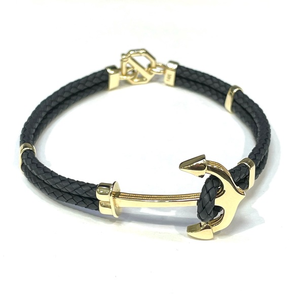 Anchor Bracelet in solid 14k Yellow Gold and Nylon 8.3” long - Picture 1 of 8
